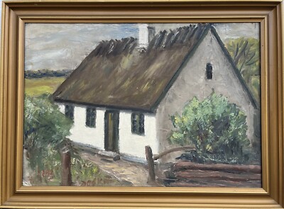 Impressionist View of an Old Farmhouse Oil Painting Antique 