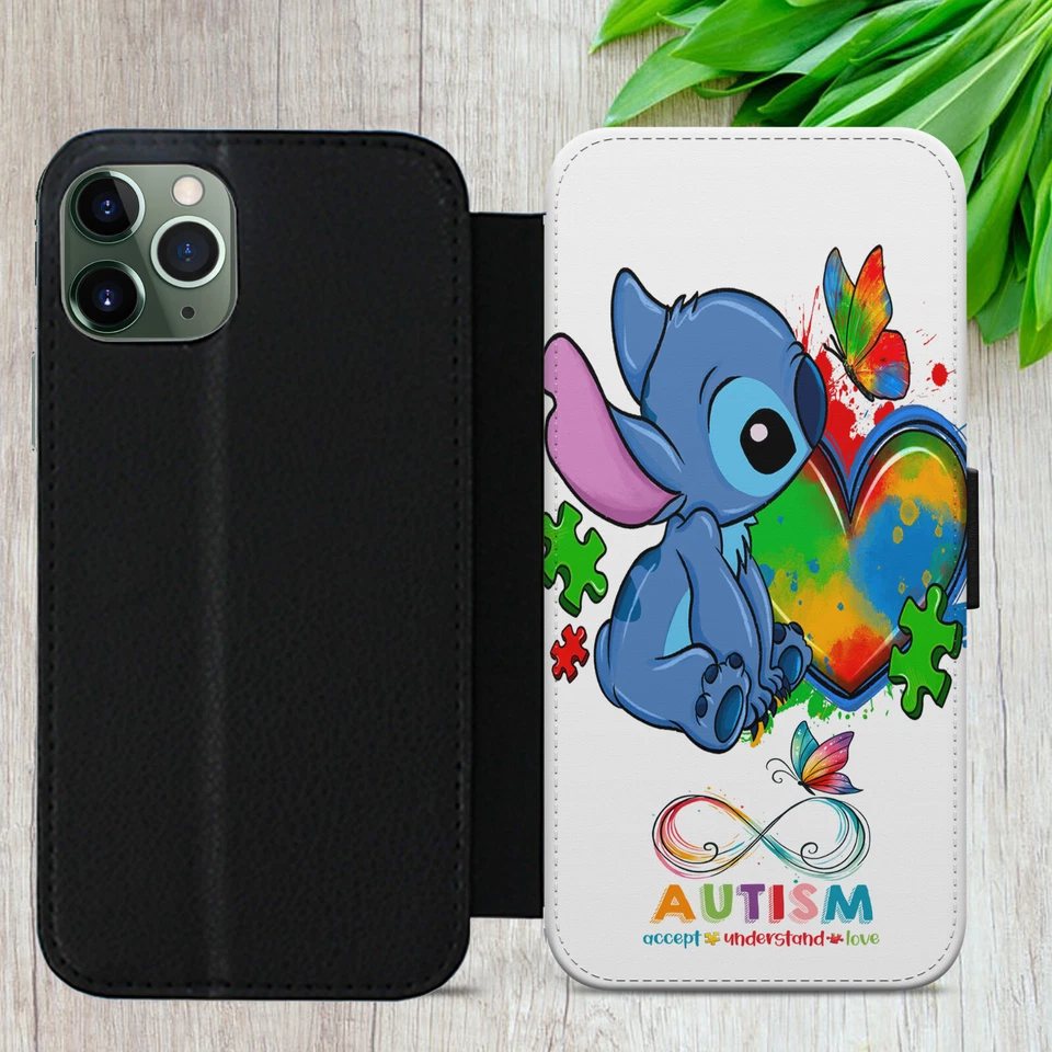 STITCH CASE FOR IPHONE SAMSUNG PIXEL FLIP WALLET PHONE COVER AUTISM ART GIFT - Image 2 of 4