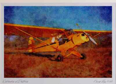 417040 Piper Super Cub 1952 Weatherford TX Limited Edition Aquarelldruck