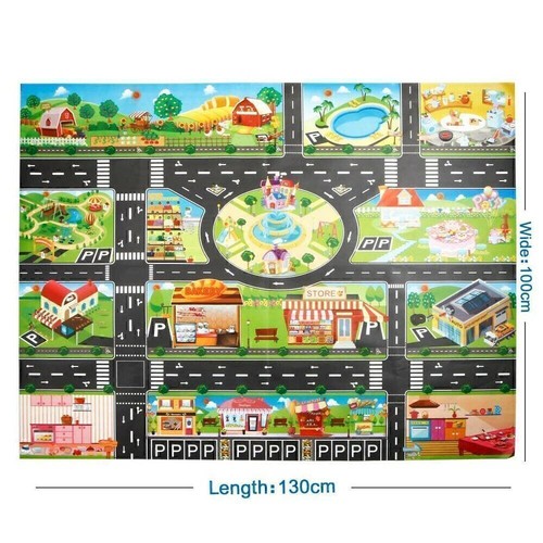 Kinderteppich Doppelseitig Straßenteppich Spielteppich Spielmatte Auto Straße. - Bild 11 von 12