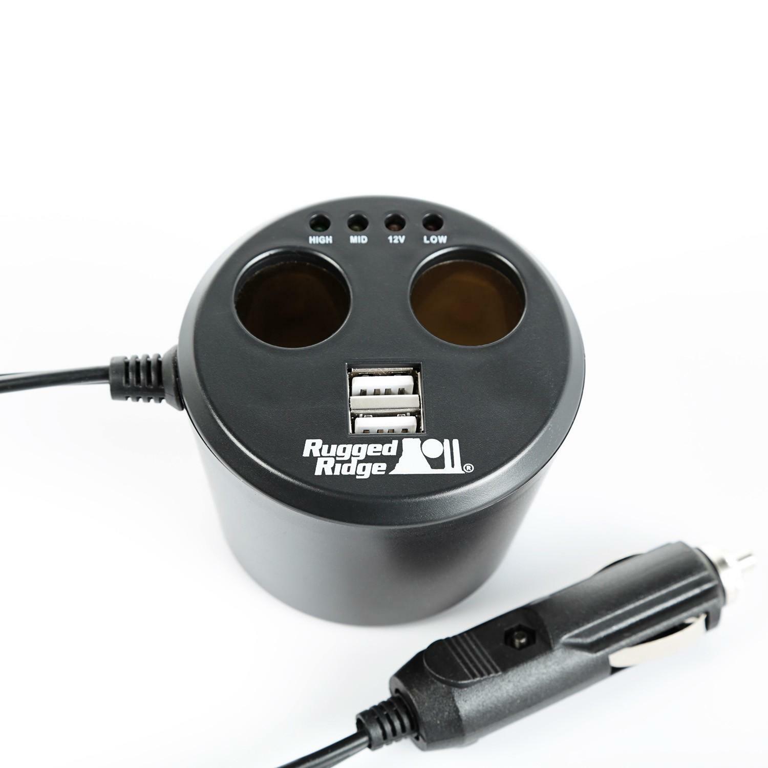 Power Cup double USB et 2 prises accessoires universelle pour porte-gobelet voiture
