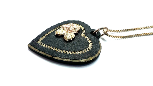 Coleman 10k Black Hills Gold Heart Pendant W/ 20" 14k Yellow Gold Box Link Chain - Picture 5 of 10