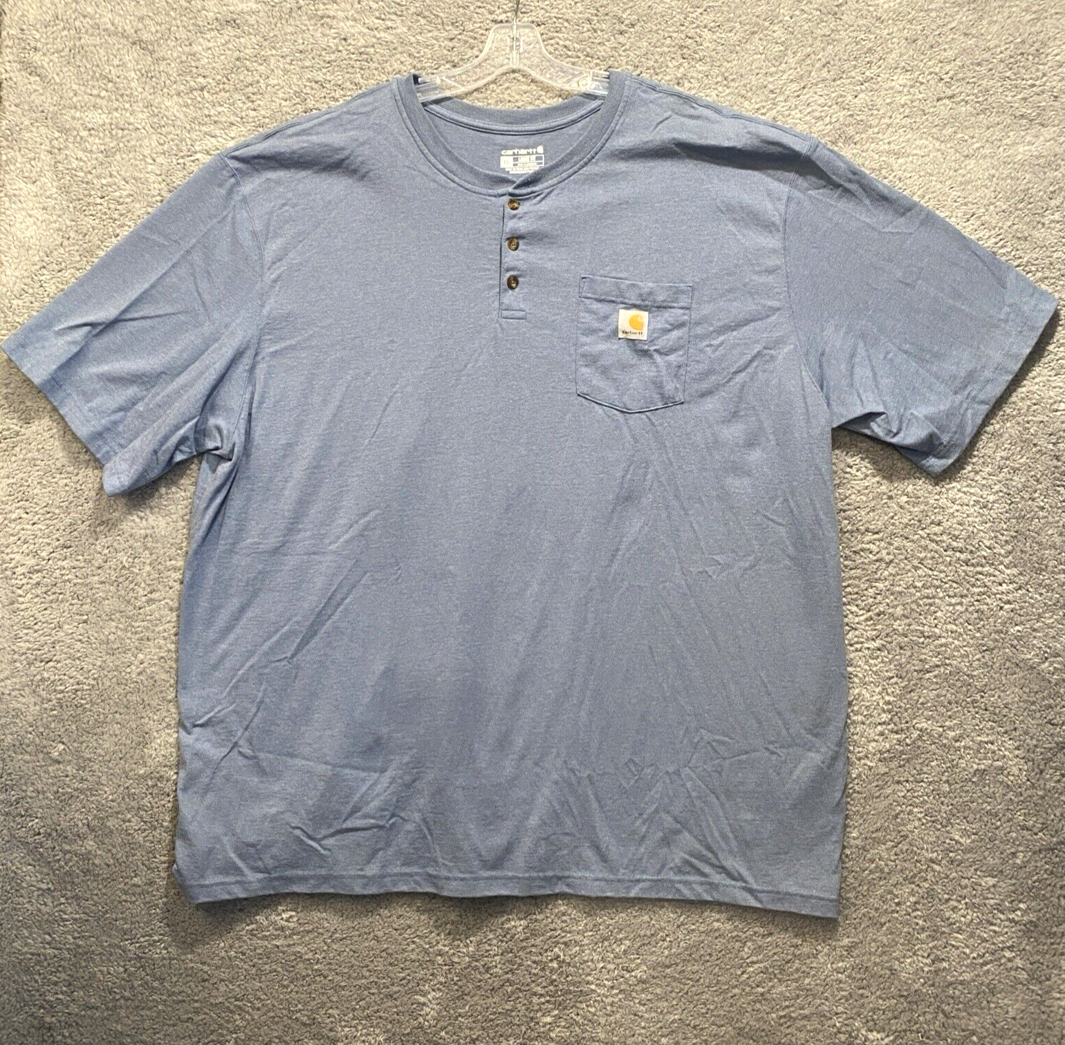 Carhartt Shirt Mens 4XL Loose Fit Heavyweight Henley Short Sleeve T Shirt Blue