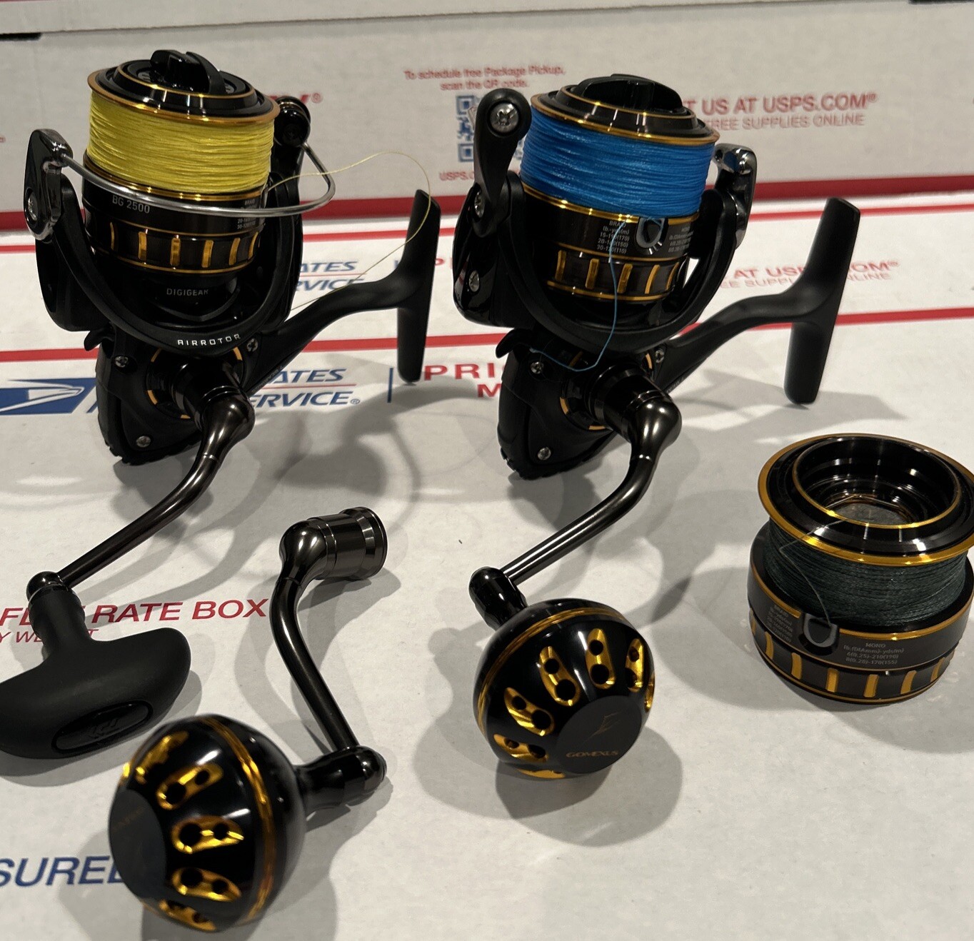 Lot of 2 Diawa BG 2500 Spinning Fishing Reels Spare Spool & Gomexus