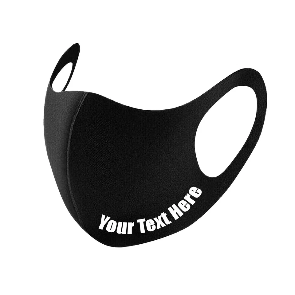 Custom Face Mask Face Cover Reusable Personalized Mask Add Your Text 3Pack Black - Image 2 of 4