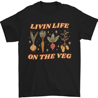 Vegan Living Life on the Veg Vegetarian Mens T-Shirt 100% Cotton