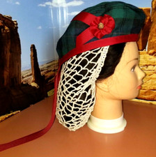 1860's Glengarry Style Cap Plaid Civil War Reproduction Size Medium 22"