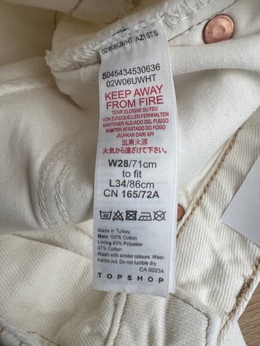 Nuovi pantaloni casual rilassati Topshop Mom crema UK 10 W28 per adattarsi L34 - Foto 7 di 11