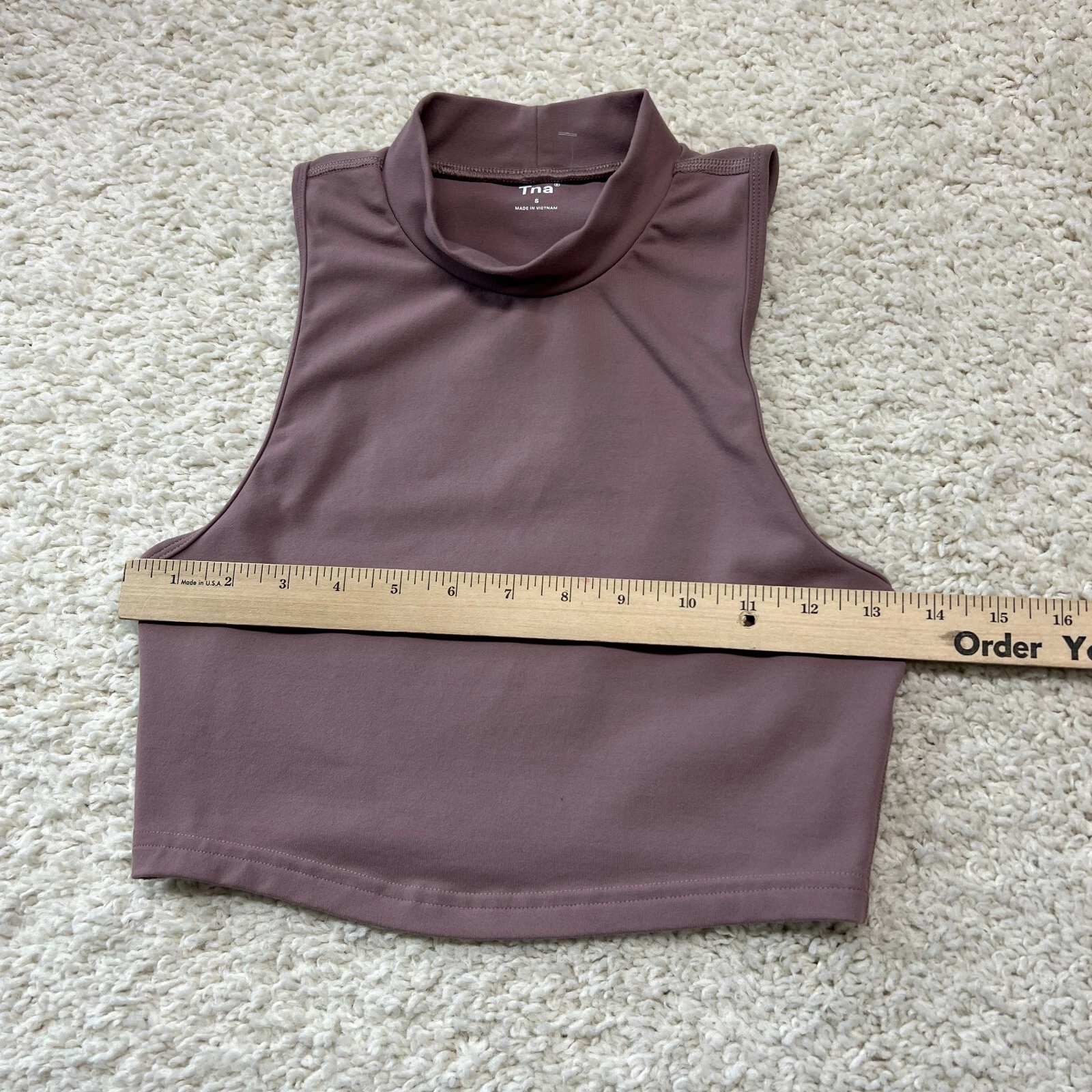 aritzia butter cropped mock fitted stretch nylon shirt