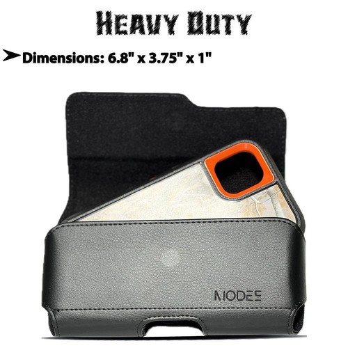 Black Leather Pouch Belt Clip For Motorola Edge (2024) Fit Otterbox Case On - Picture 2 of 8