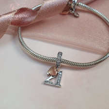 Charm „Rosenherz" – 925 Sterling Silber Mit Pinkem Herzanhänger