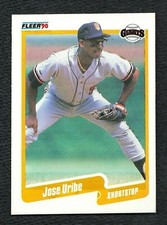 1990 Fleer Jose Uribe San Fran Giants Rookie Baseball ERROR Card  PRISTINE++++++
