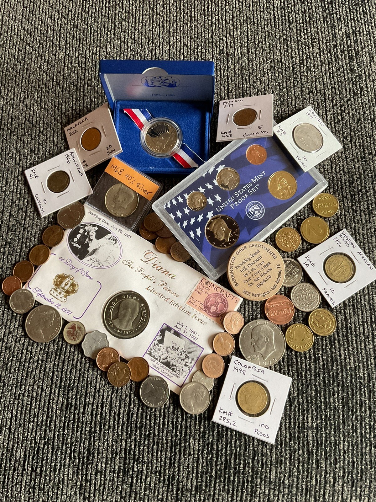 Collectible Junk Drawer Coin Lot 2000S Mint Proof/1968 JFK/Diana Commemorative