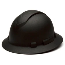 BLACK FULL BRIM PROTECTIVE CONSTRUCTION SAFETY HARD HAT 4 PT. RATCHET SUSPENSION