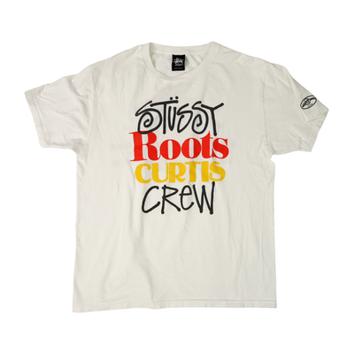 STUSSY　ROOTS　Tシャツ (USED) Stussy x Curtis Mayfield T-Shirt Mens Medium White Roots Curtis