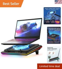 Ergonomic V12 RGB Laptop Cooler with Powerful Fan and Touch Controls - Black