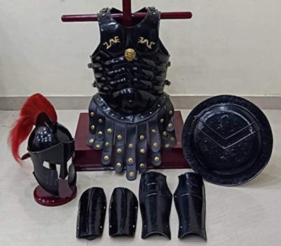 Mittelalter Rundschild 300 König Spartaner Helm Jacke & Bein mit Muskelrüstung