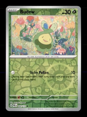 Budew 004/131 Common Prismatic Evolutions Pokemon Reverse Holo Near Mint