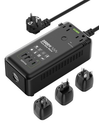 2000W Pure Sine Wave Voltage Converter, 220V to 110V, 20W PD USB-C - Travel