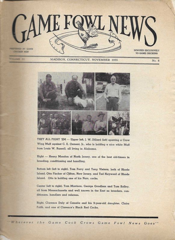 Gamefowl News  Quality Magazine Devoted to Game Fowl november 1955