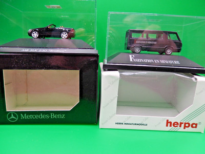 Herpa 1:87 Mercedes MB 100+Brabus 230 SLK  Vitrine und OVP 2 Stck.