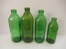 Green Glass Bottles for Crafts, Decor, Art, Upcycling Projects  More 4-Set 