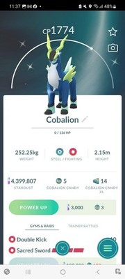 Pokemon Go Legendary Shiny Cobalion 
