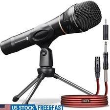 Dynamic XLR Vocal Microphone W/ Pop Filter Karaoke Streaming Recording New