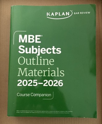 Kaplan Bar Review 2025-2026 MBE Subjects Outline Materials Course Companion