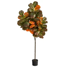 Nearly Natural 6-ft Autumn Fiddle Leaf Artificial Tree