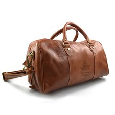Leather Travel Bag Past Master Blue Lodge Genuine Matte Brown Weekender Duffle