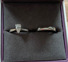 Platinum Natural Pear Shape Diamond Engagement Ring And Platinum Wedding Band