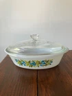 Vintage Glasbake Dish with Lid-Blueberry Pattern