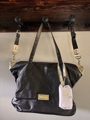 Versace Black Leather Tote + Champagne Wallet   Authentic Luxury Set   