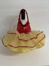 Build A Bear Yellow Red Sequins Tulle Dressy Dress Fancy