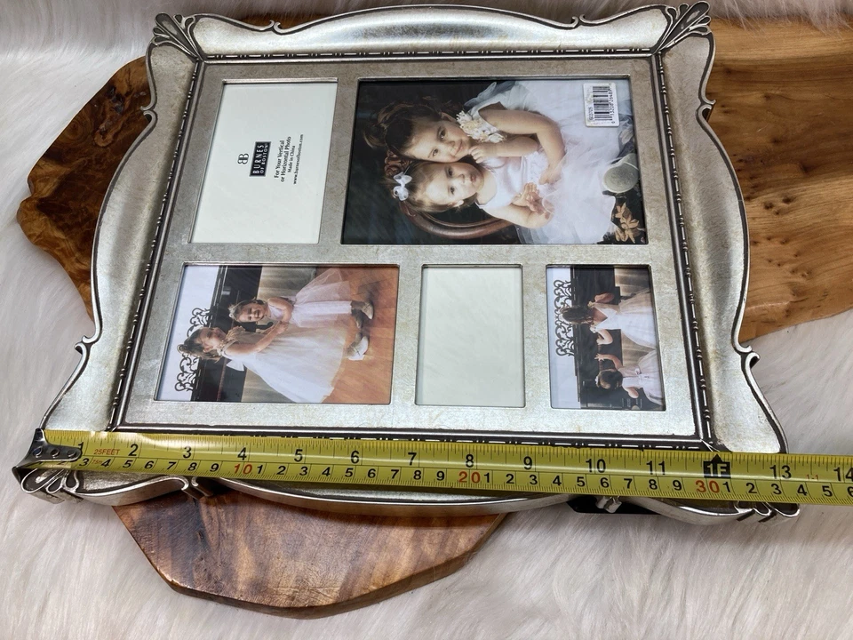 Burnes of Boston Photo Collage Frame 11x13 Julia Silver 5 Opening Easel Wall NOS - Image 4 of 4
