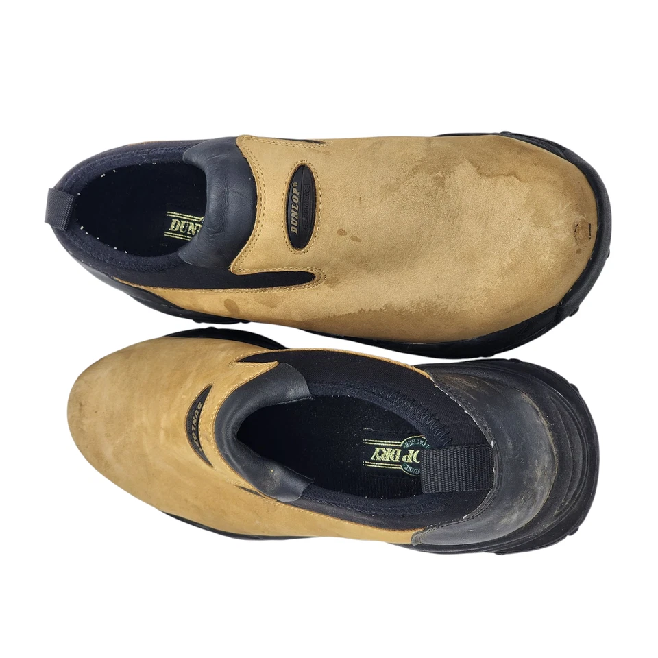 Zapatos de golf Dunlop para hombre 9 sin cordones secos 10 marrón negro suela con púas rendimiento Foto 3 de 4