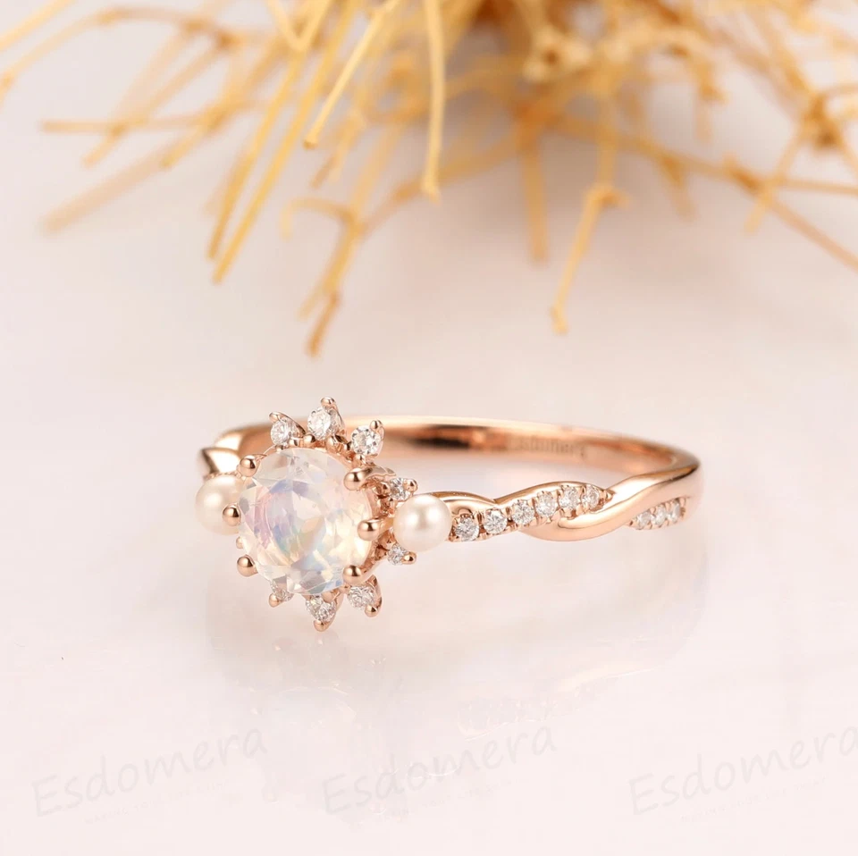 Anillo de compromiso piedra lunar Foto 2 de 4