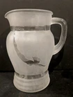 RARE Vintage Anchor Hocking Frosted Glass Pitcher Jug - Nude Swimmer Diver