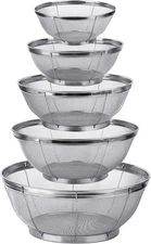 Fine Mesh Strainers Set 5 Pack Stainless Steel Sieve for Kitchen Use
