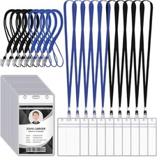 Marspark 200 Pcs Name Tag Lanyards with ID Holder for Black, Blue