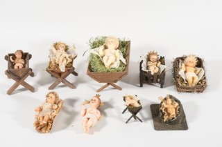 C72D73 Konvolut alte Krippenfiguren Wachsfiguren Jesuskind in Krippe