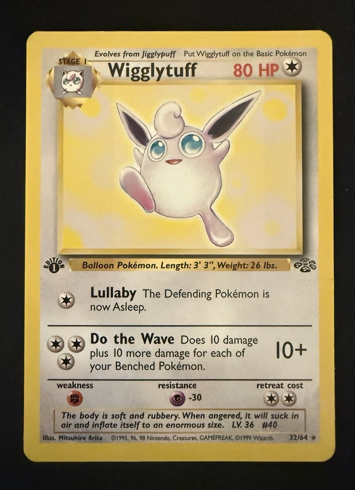 Pokemon Vintage Wigglytuff 32/64 1st Edition Non-Holo - Jungle MP