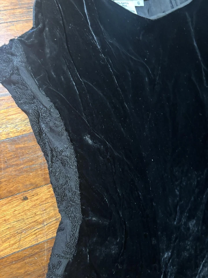 Vestido de noche Kenar de terciopelo negro para mujer talla 6 vintage #vestido de terciopelo #Kenar Foto 4 de 4