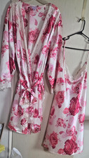 Amoureuse Pink and Red Floral Satin Nightgown and Robe Size 4X  NWOT    #3