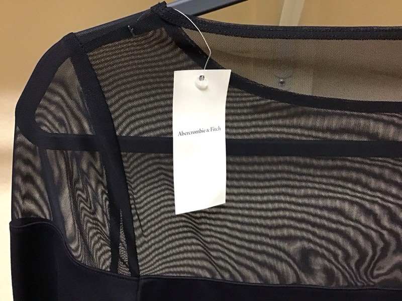 NEW Abercrombie & Fitch Black Mesh Top Panty Style Snap Bodysuit Perfect Fit L