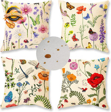 Outdoor Waterproof Pillow Covers 16x16 Floral Farmhouse Patio Set of 4