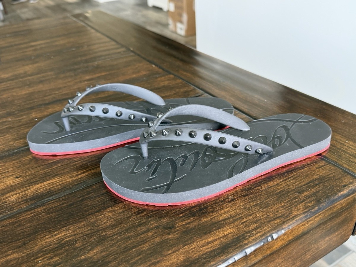 NWOB Christian Louboutin Spiked Flip Flops Black Size 38 | eBay