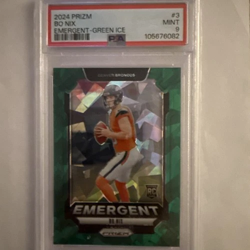 2024 Panini Prizm - Emergent Bo Nix #3 Green Ice Prizm (RC)