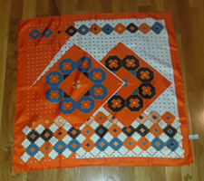 Totes Rain Scarf Water Repellent Orange Blue Aztec Geometric Scarf 26" Japan
